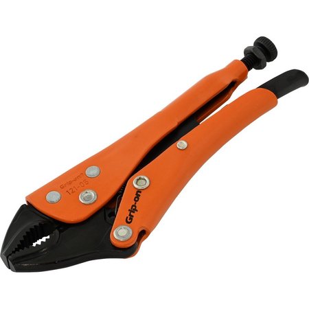 GRIP-ON 5 Locking Pliers, 118 Jaw Opening, Curved Jaws With Wire Cutter 121-05